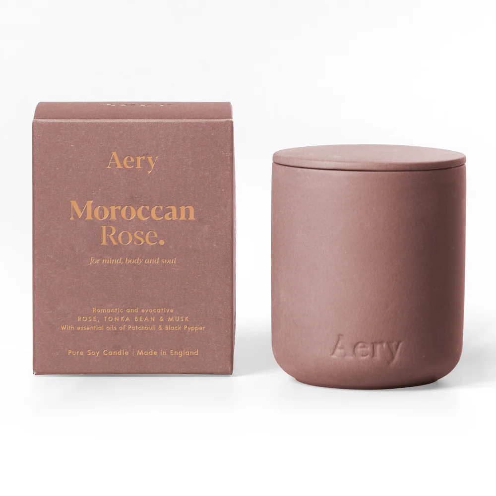 Aery Moroccan Rose Scented Clay Jar Candle 280g - Image 2