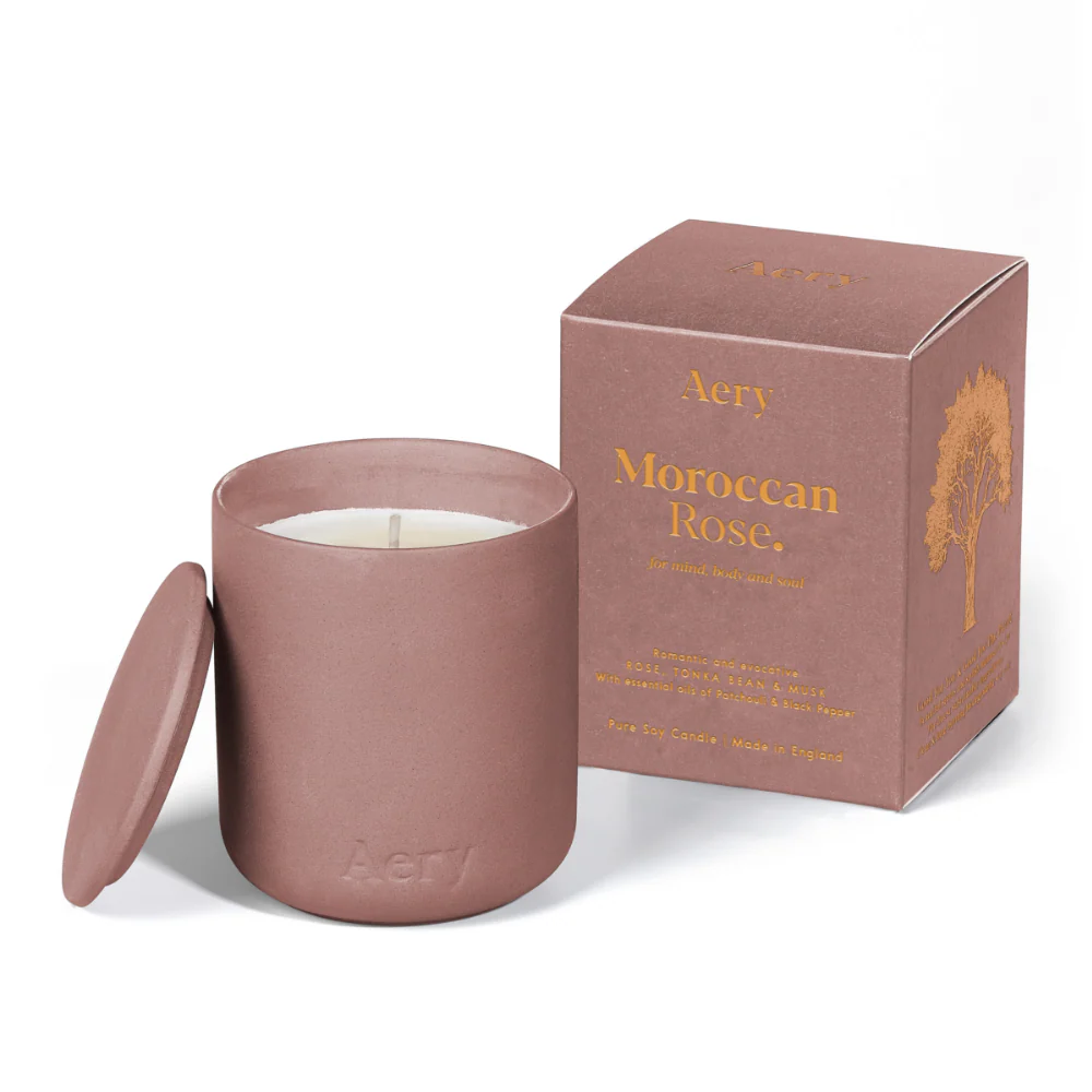 Aery Moroccan Rose Scented Clay Jar Candle 280g - Image 3