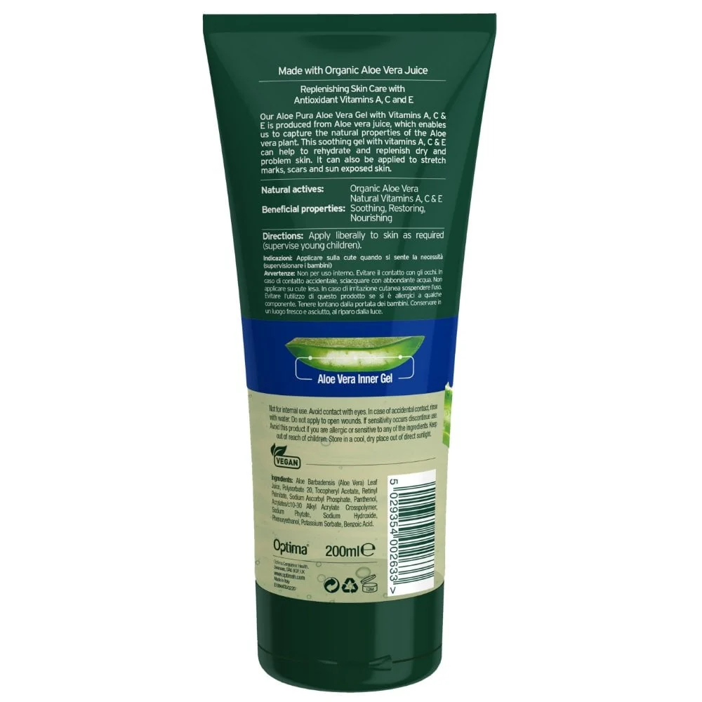 Aloe Pura Organic Aloe Vera Vitamin A, C & E Skin Gel 200ml - Image 7