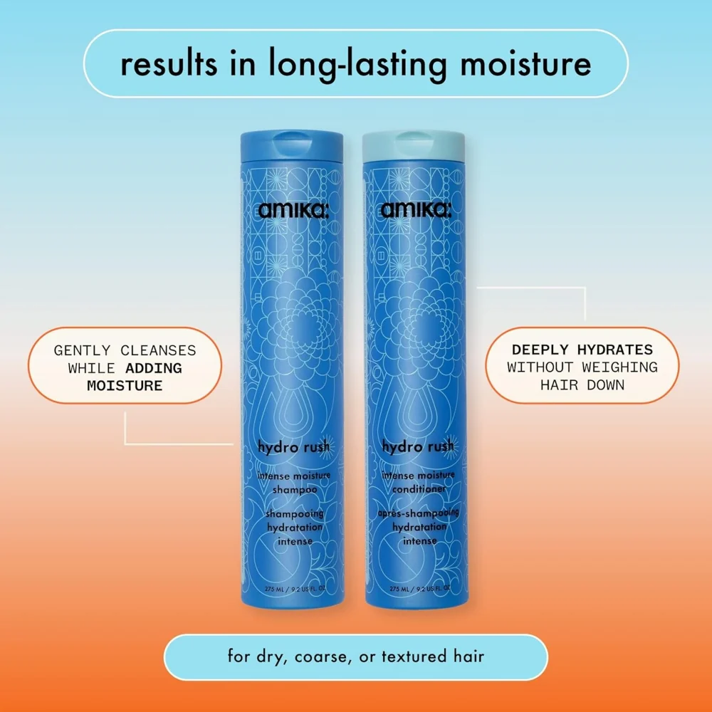 Amika Hydro Rush Intense Moisture Shampoo & Conditioner Twin 2 x 275ml - Image 2