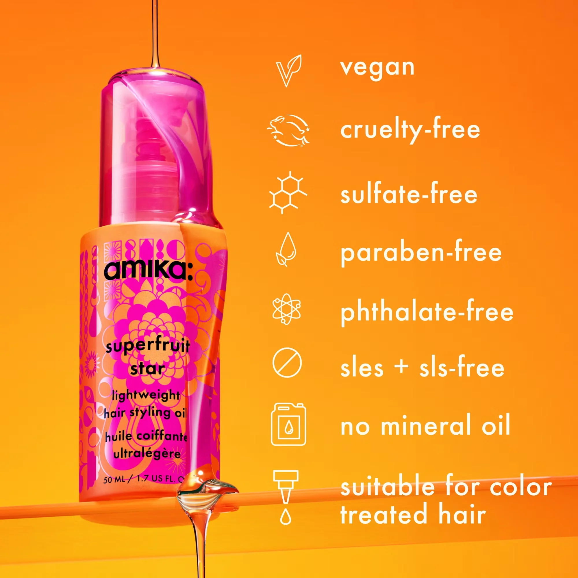 Amika Superfruit Star Lightweight Hair Styling Oil 50ml - Image 11