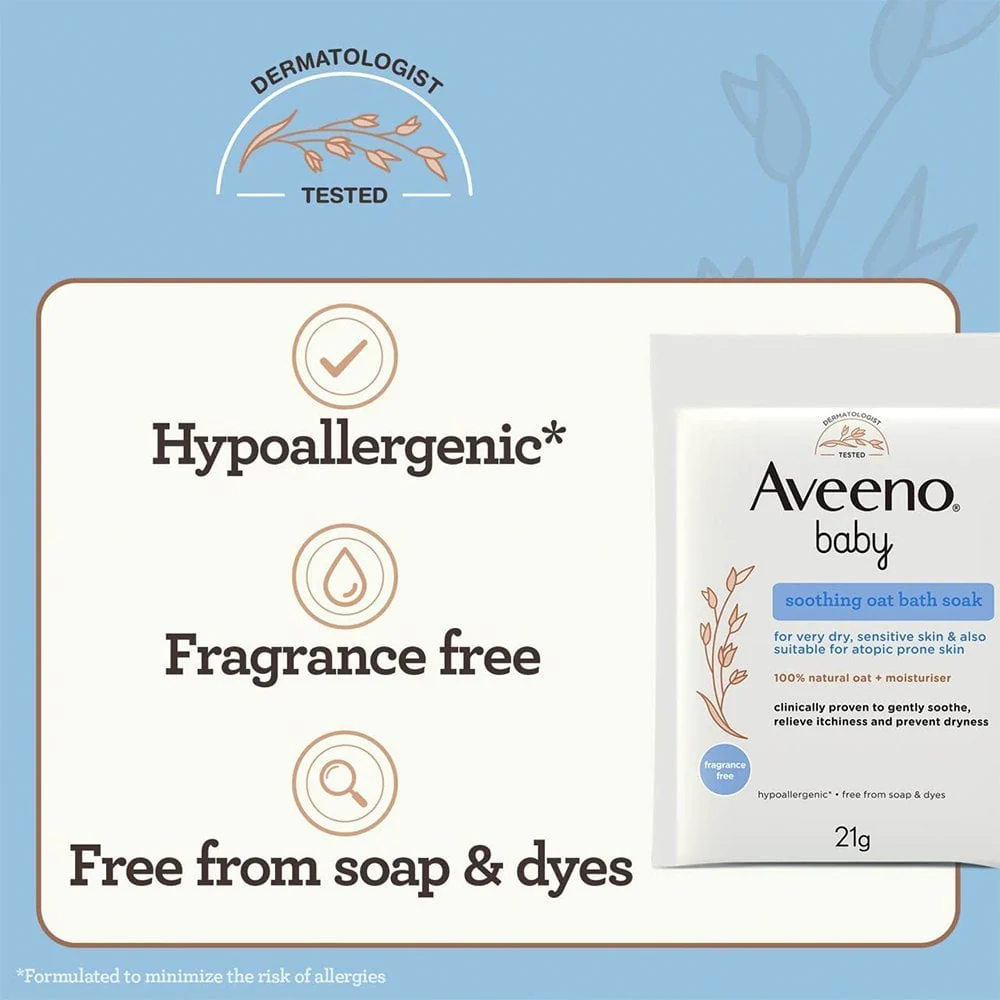 Aveeno Baby Soothing Oat Bath Soak 5 x 21g Sachets - Image 2