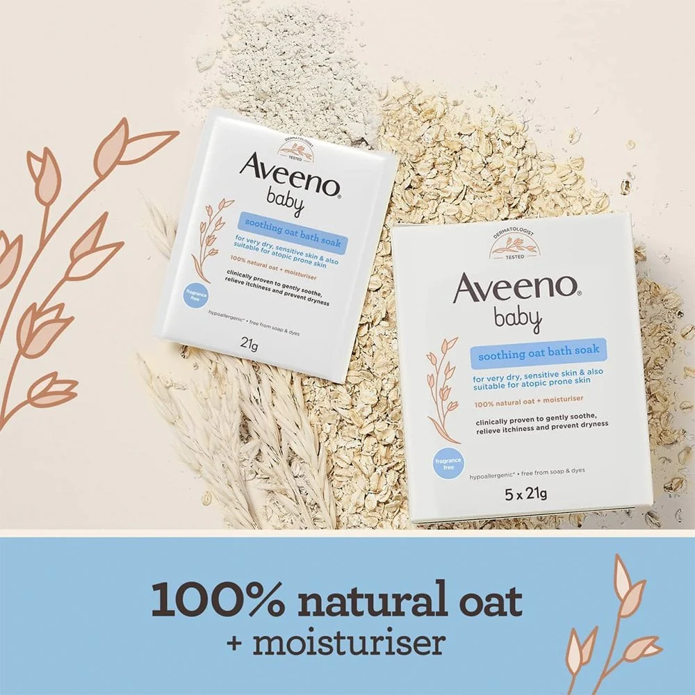 Aveeno Baby Soothing Oat Bath Soak 5 x 21g Sachets - Image 4