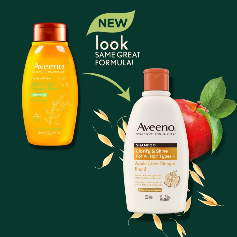Aveeno Clarify and Shine+ Apple Cider Vinegar Blend Shampoo 300ml - Image 5