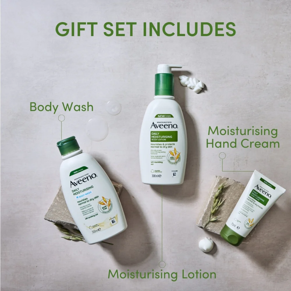 Aveeno Daily Moisture Range 3 Piece Gift Set - Image 2