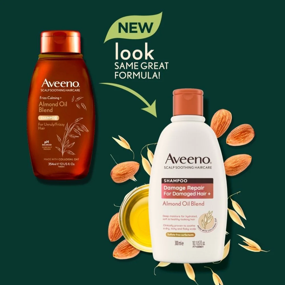 Aveeno Damage Repair+ Almond Oil Blend Shampoo & Conditioner Twin 2 x 300ml - Image 4