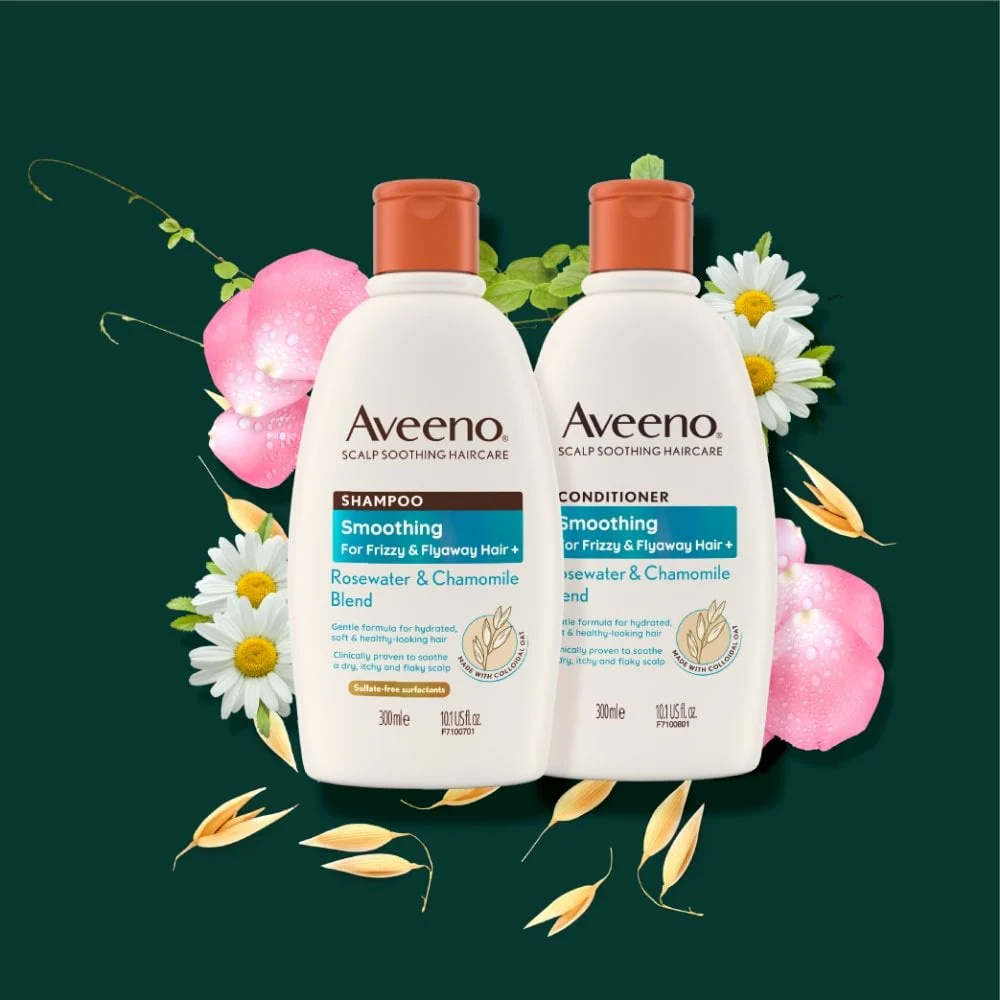 Aveeno Smoothing+ Rose Water & Chamomile Blend Shampoo 300ml - Image 6