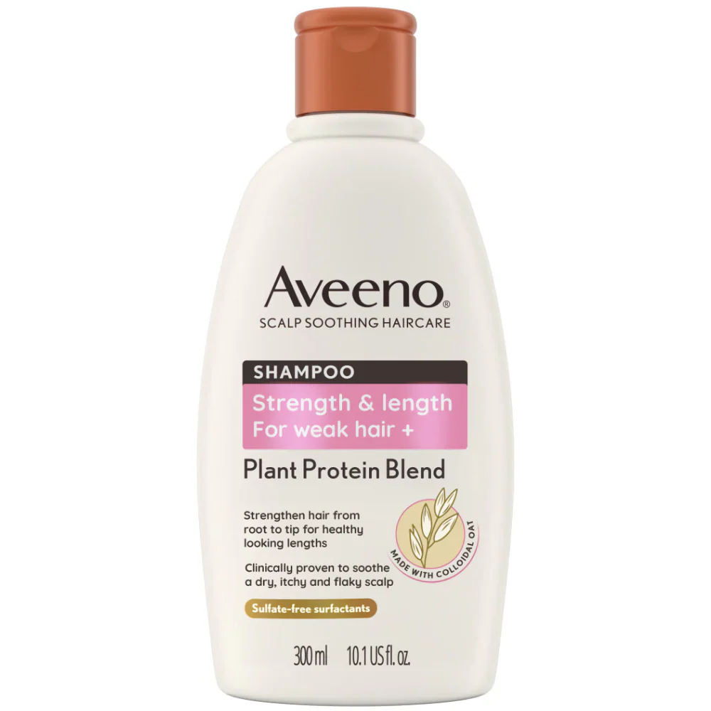 Aveeno Strength & Length Plant-Based Keratin Blend Shampoo & Conditioner Twin 2 x 300ml - Image 2