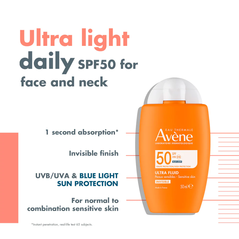 Avene Ultra Fluid Invisible Face Sunscreen SPF50 50ml - Image 2