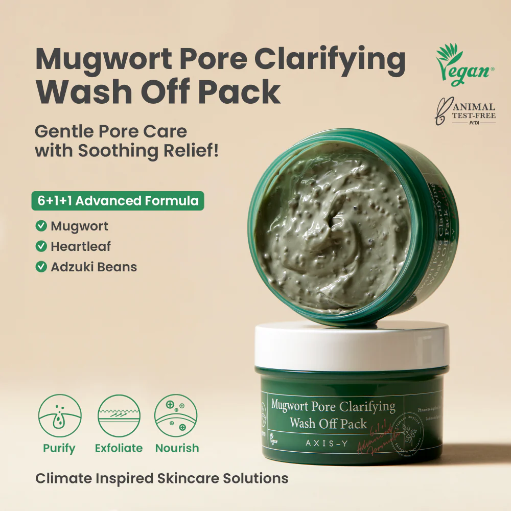 Axis-Y 6+1+1 Mugwort Pore Clarifying Wash Off Mask Pack 100ml - Image 3