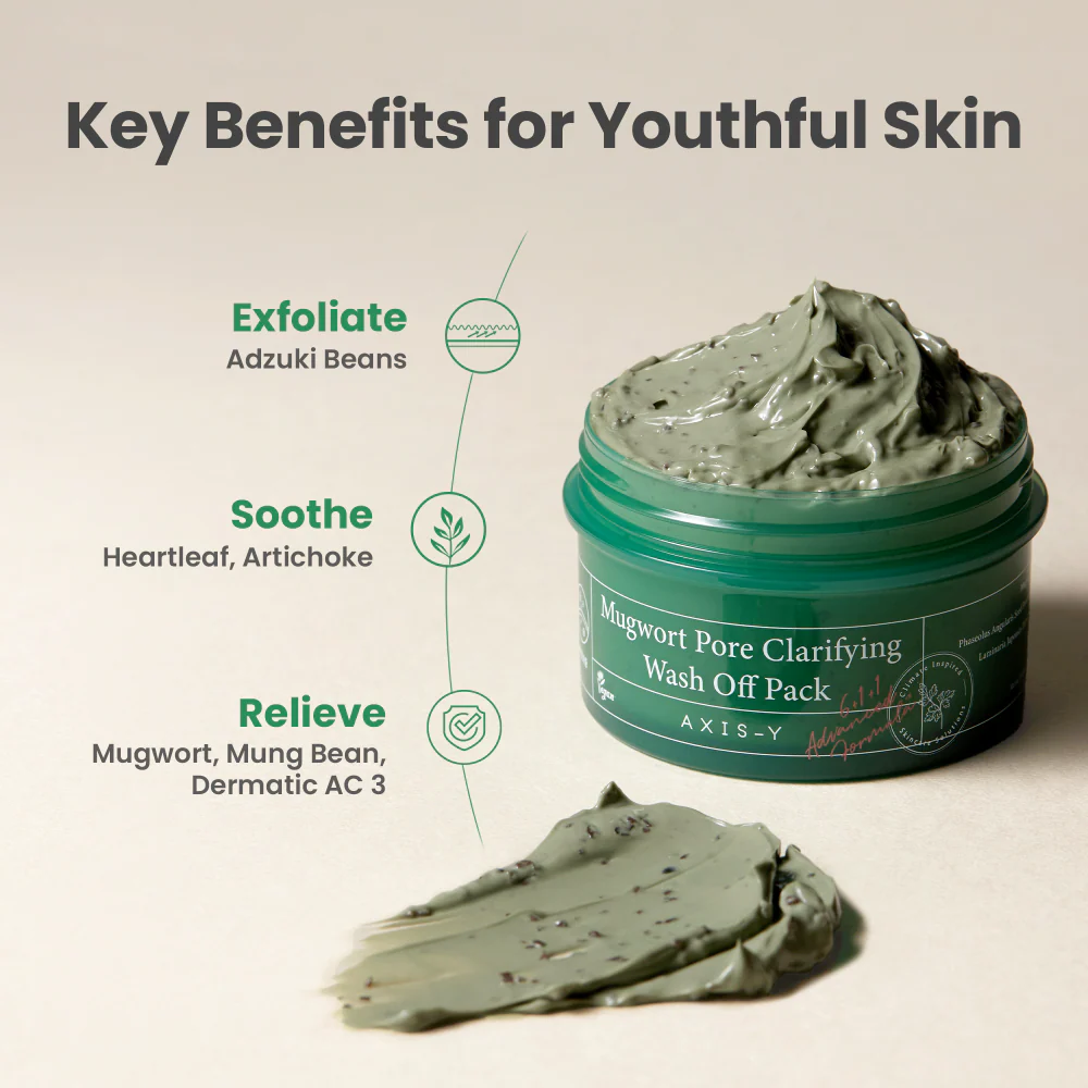 Axis-Y 6+1+1 Mugwort Pore Clarifying Wash Off Mask Pack 100ml - Image 5
