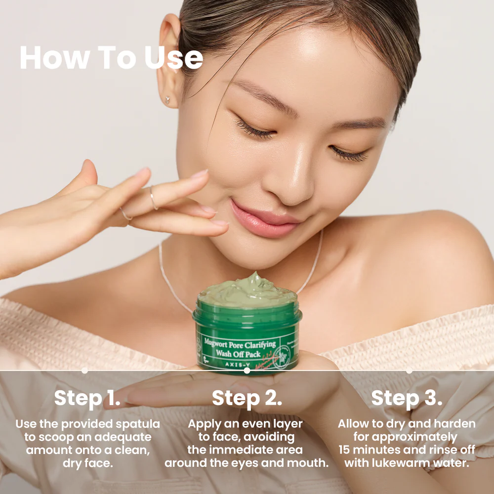 Axis-Y 6+1+1 Mugwort Pore Clarifying Wash Off Mask Pack 100ml - Image 8