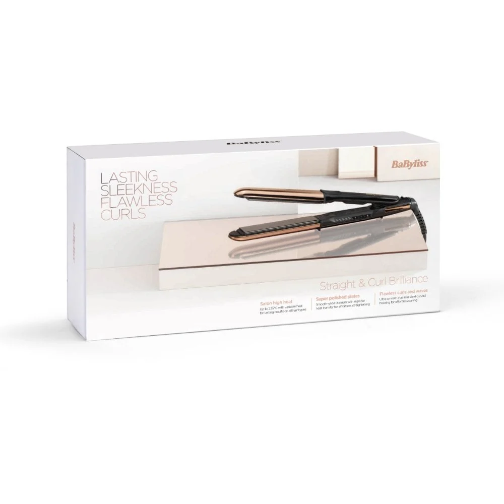 BaByliss Titanium Brilliance Straight & Curl Hair Straightener Rose Gold 2481U - Image 10