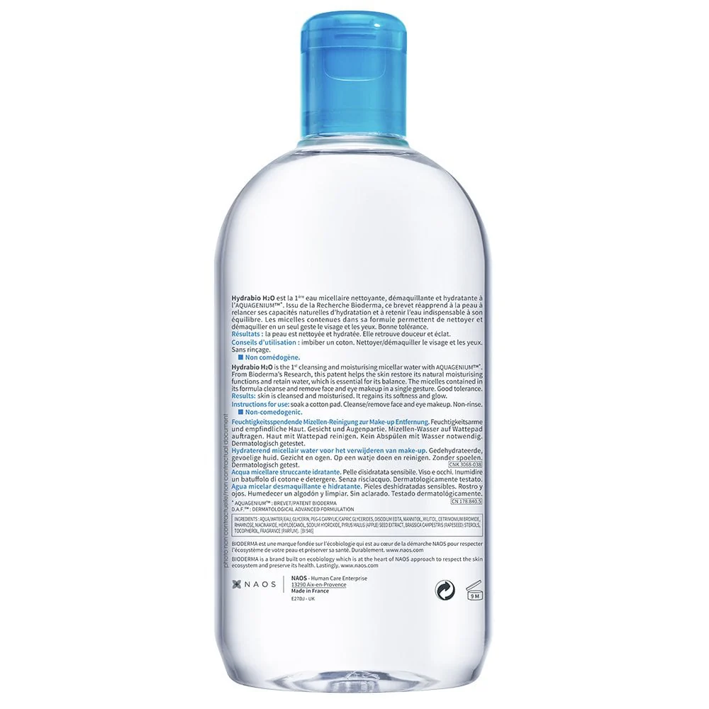 Bioderma Hydrabio H2O Moisturising Micellar Makeup Removing Cleanser 500ml - Image 3