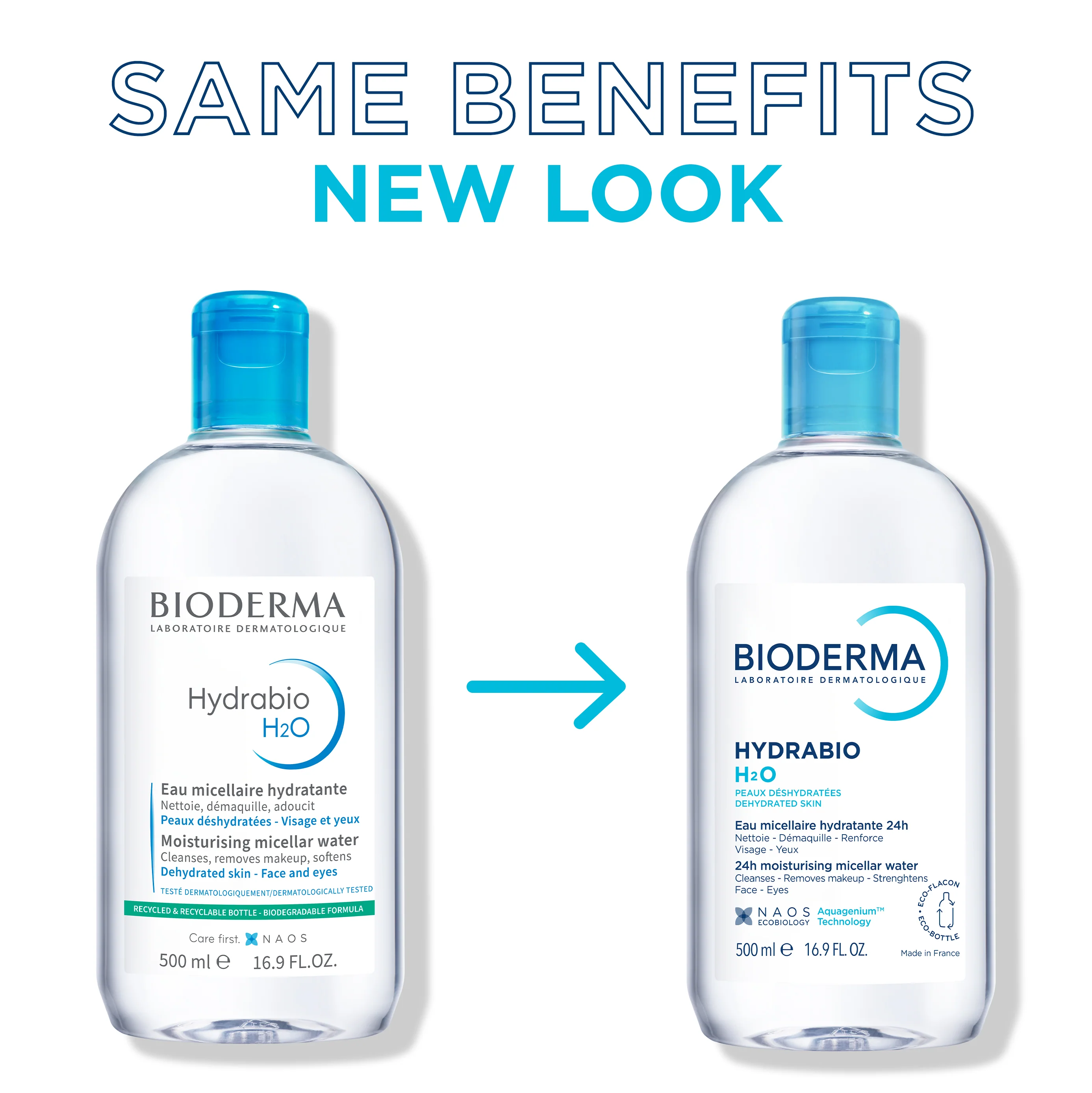 Bioderma Hydrabio H2O Moisturising Micellar Makeup Removing Cleanser 500ml - Image 8