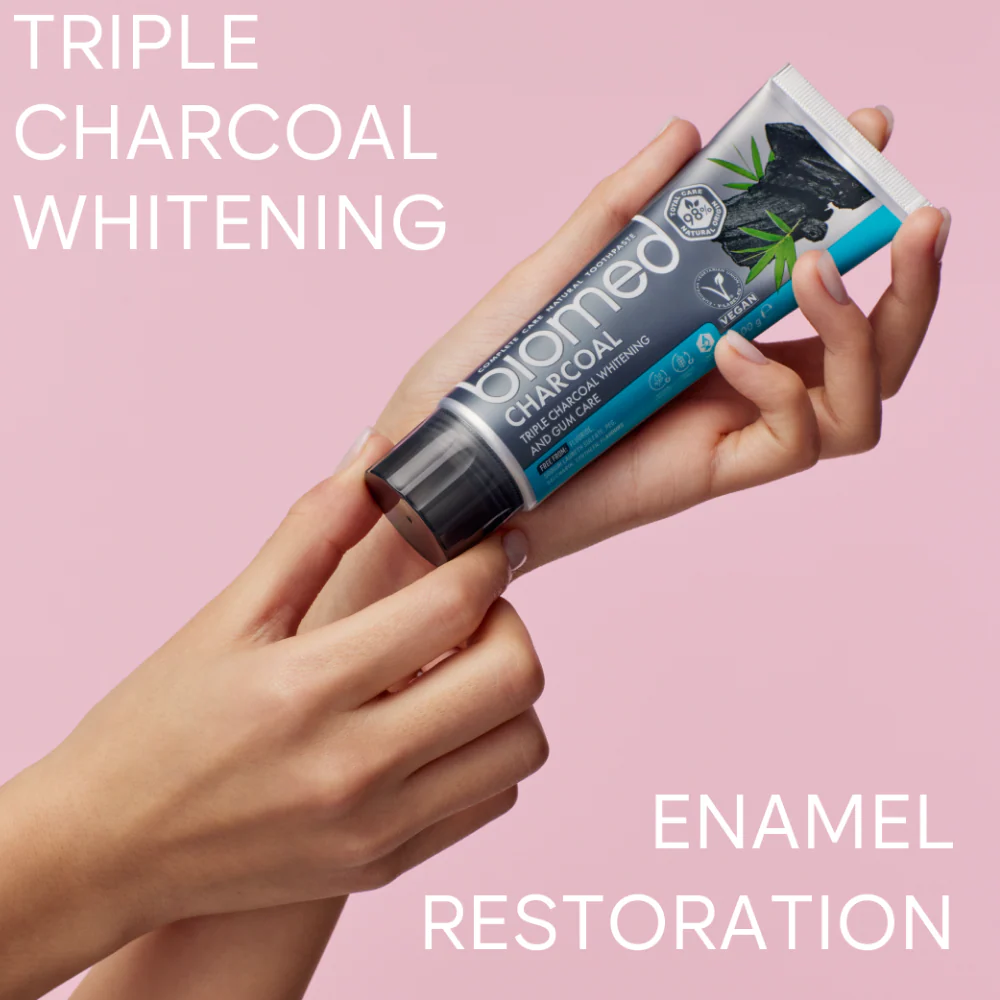 Biomed Charcoal 98% Natural Triple Charcoal Whitening & Gum Care Toothpaste 100g - Image 2