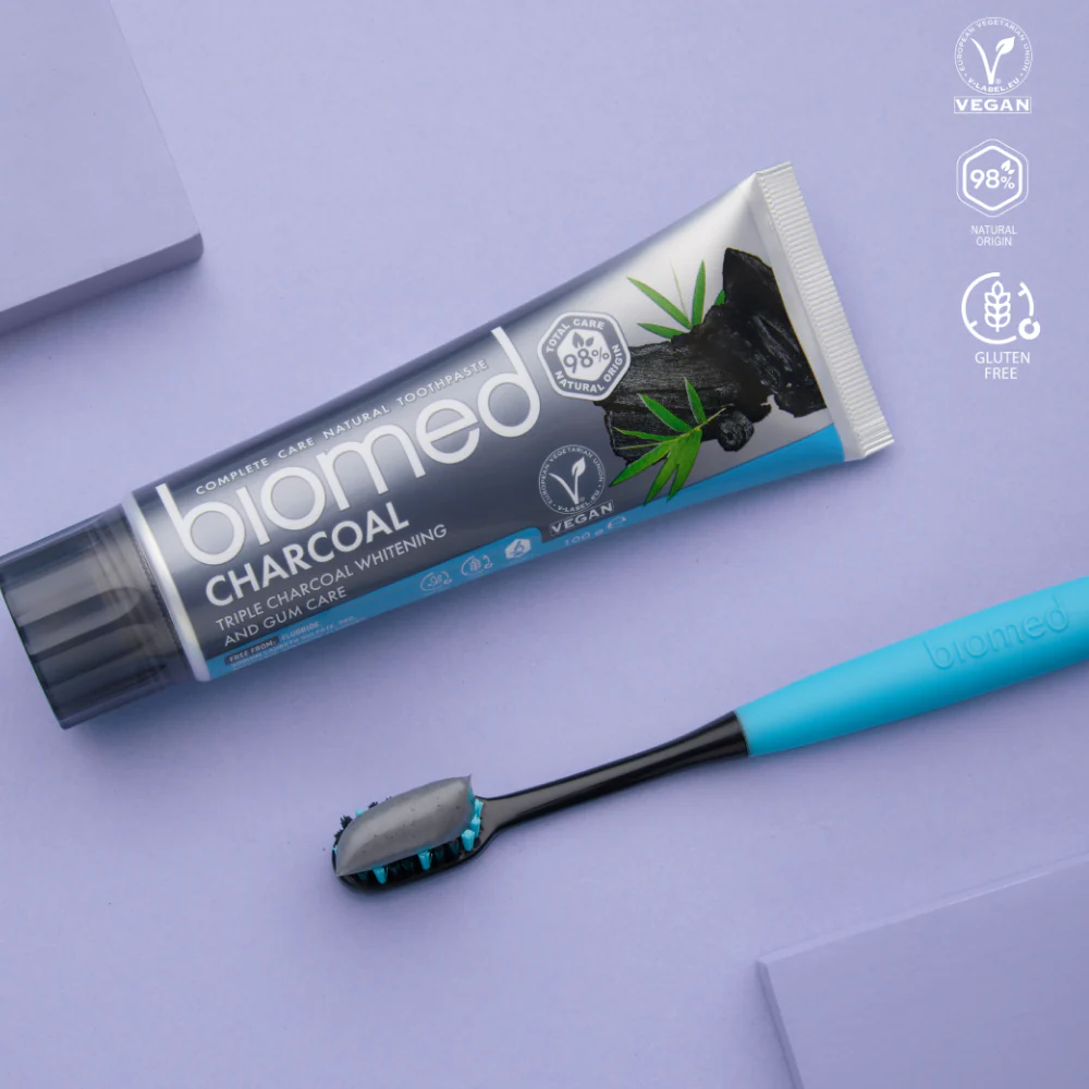 Biomed Charcoal 98% Natural Triple Charcoal Whitening & Gum Care Toothpaste 100g - Image 3