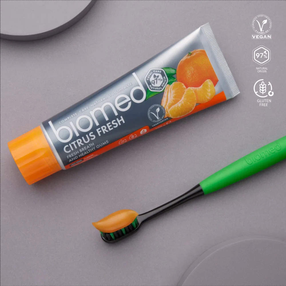 Biomed Citrus Fresh 97% Natural Fresh Breath & Healthy Gums Toothpaste 100g - Image 3