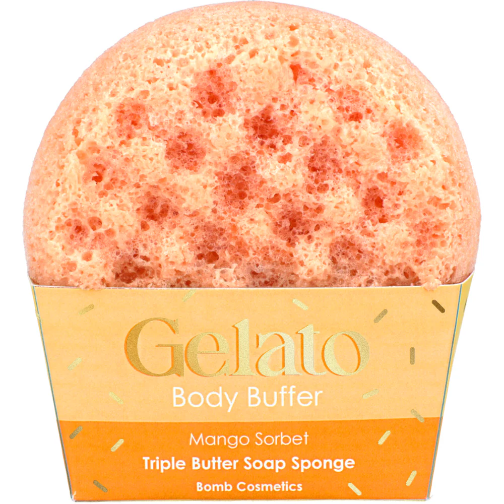 Bomb Cosmetics Mango Sorbet Triple Butter Gelato Body Buffer Shower Sponge - Image 2