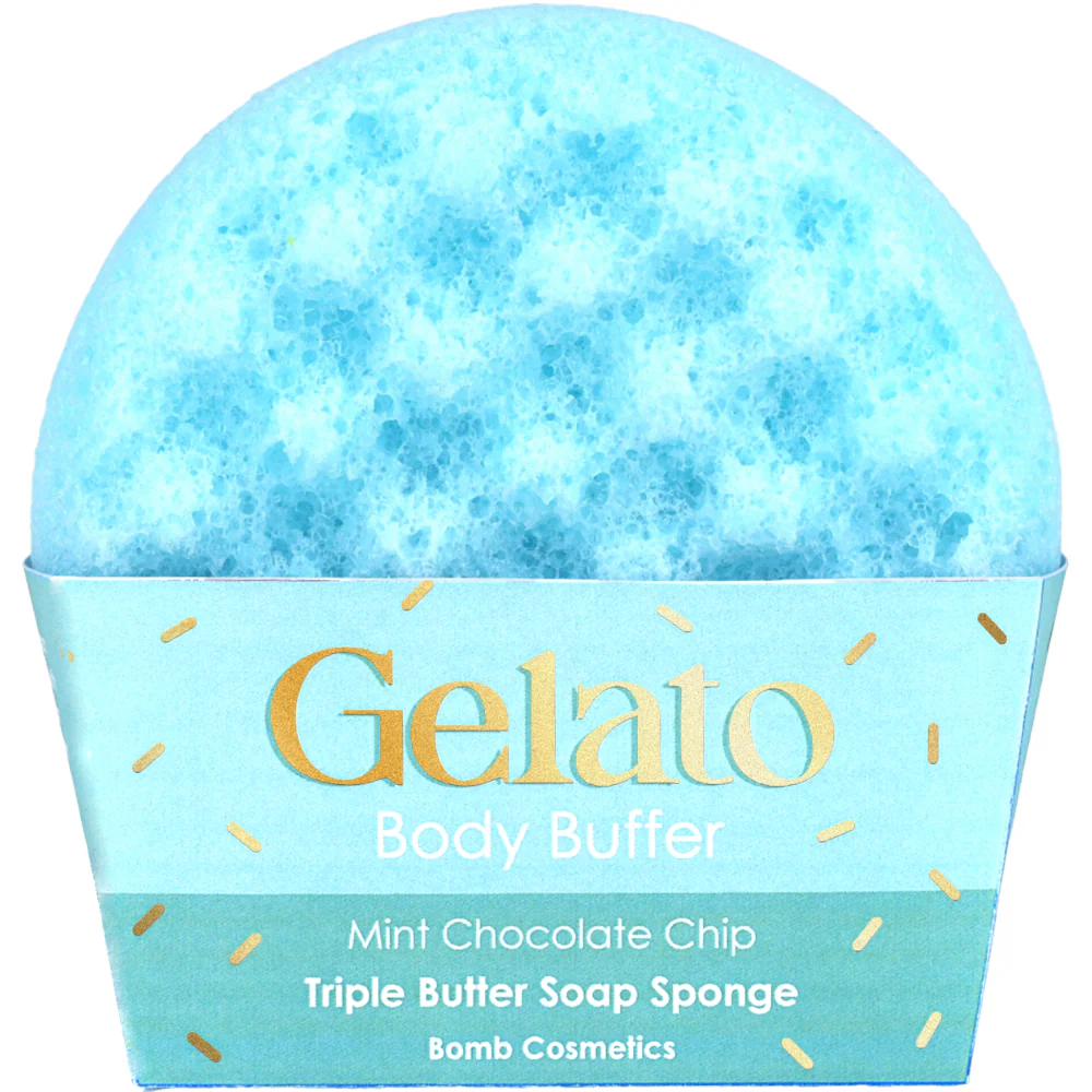 Bomb Cosmetics Mint Chocolate Chip Triple Butter Gelato Body Buffer Shower Sponge - Image 2