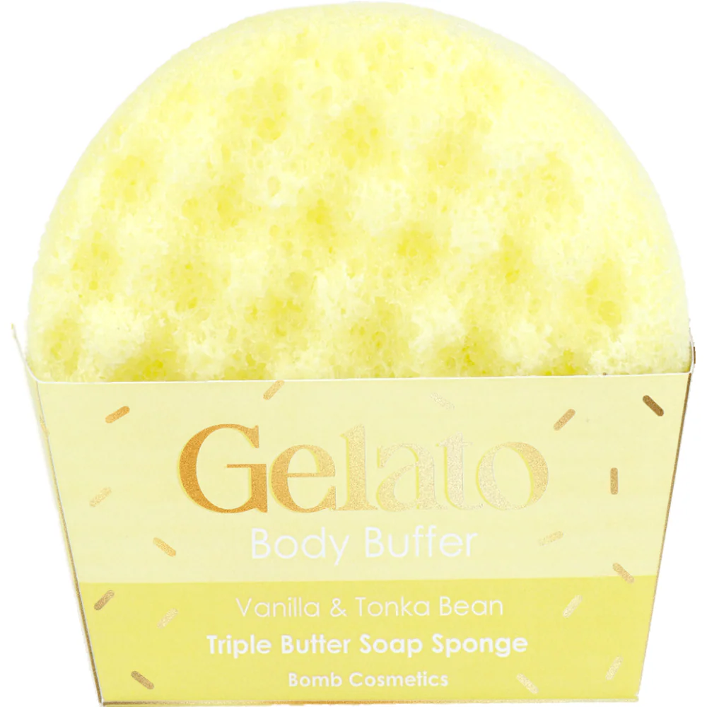 Bomb Cosmetics Vanilla & Tonka Bean Triple Butter Gelato Body Buffer Shower Sponge - Image 2