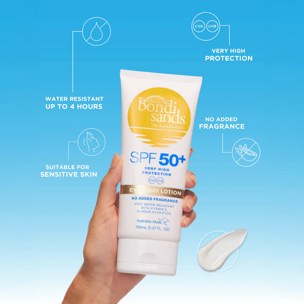 Bondi Sands Everyday Lotion Body Sunscreen Fragrance-Free SPF50+ 150ml - Image 2