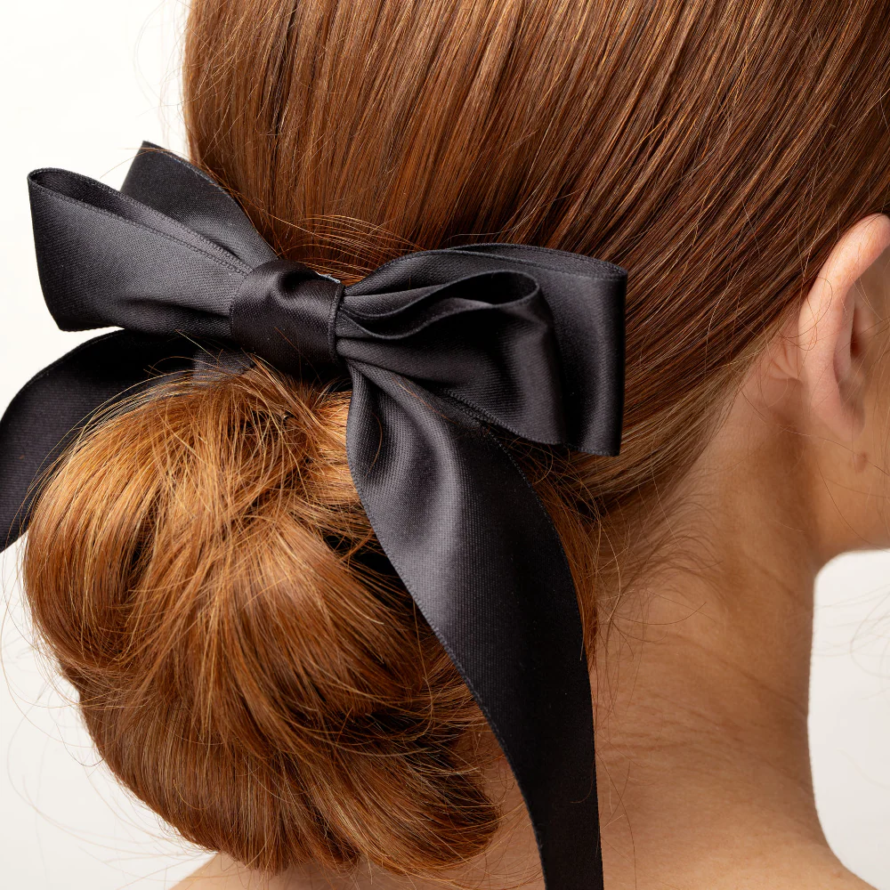 Brushworks Black & White Satin Hair Bow Duo - Image 5