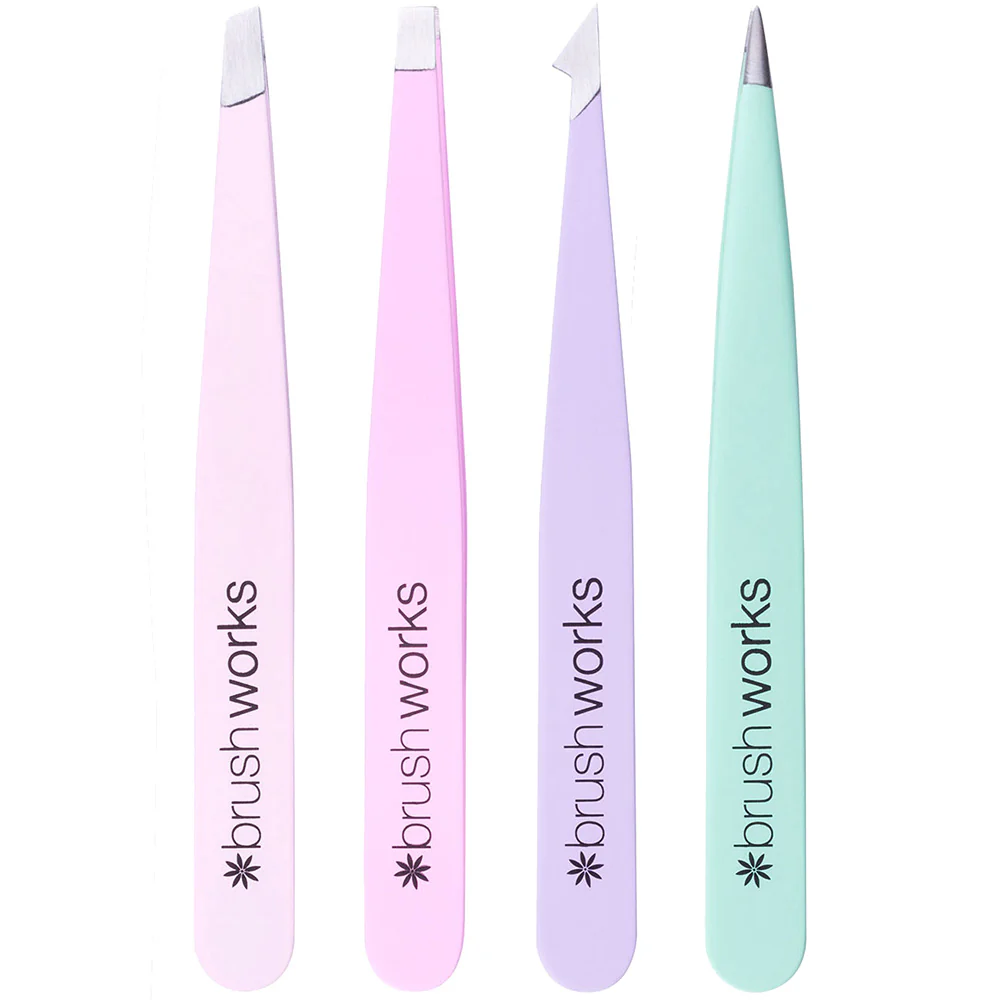 Brushworks HD 4 Piece Combination Tweezer Set Pastel - Image 2