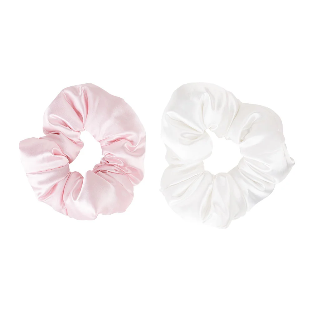 Brushworks Large Cloud Scrunchies Pink & White Pack of 2 - Image 2