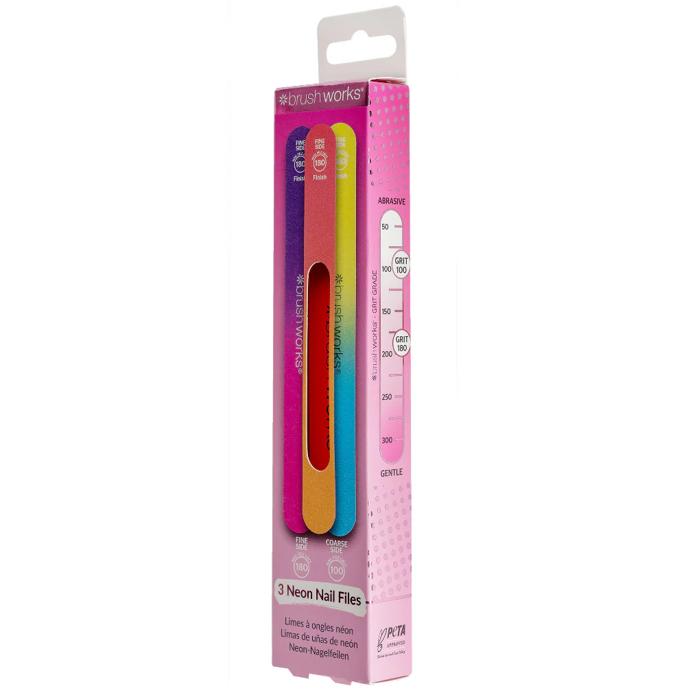 Brushworks Neon Nail Files Pack of 3 - Image 2
