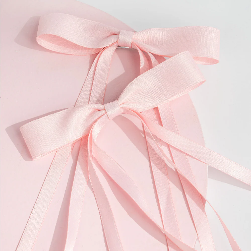 Brushworks Pink Satin Hair Bow Duo - Image 4