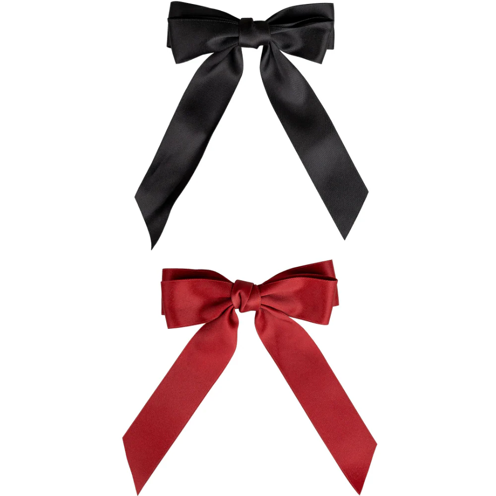 Brushworks Red & Black Satin Hair Bow Duo - Image 2