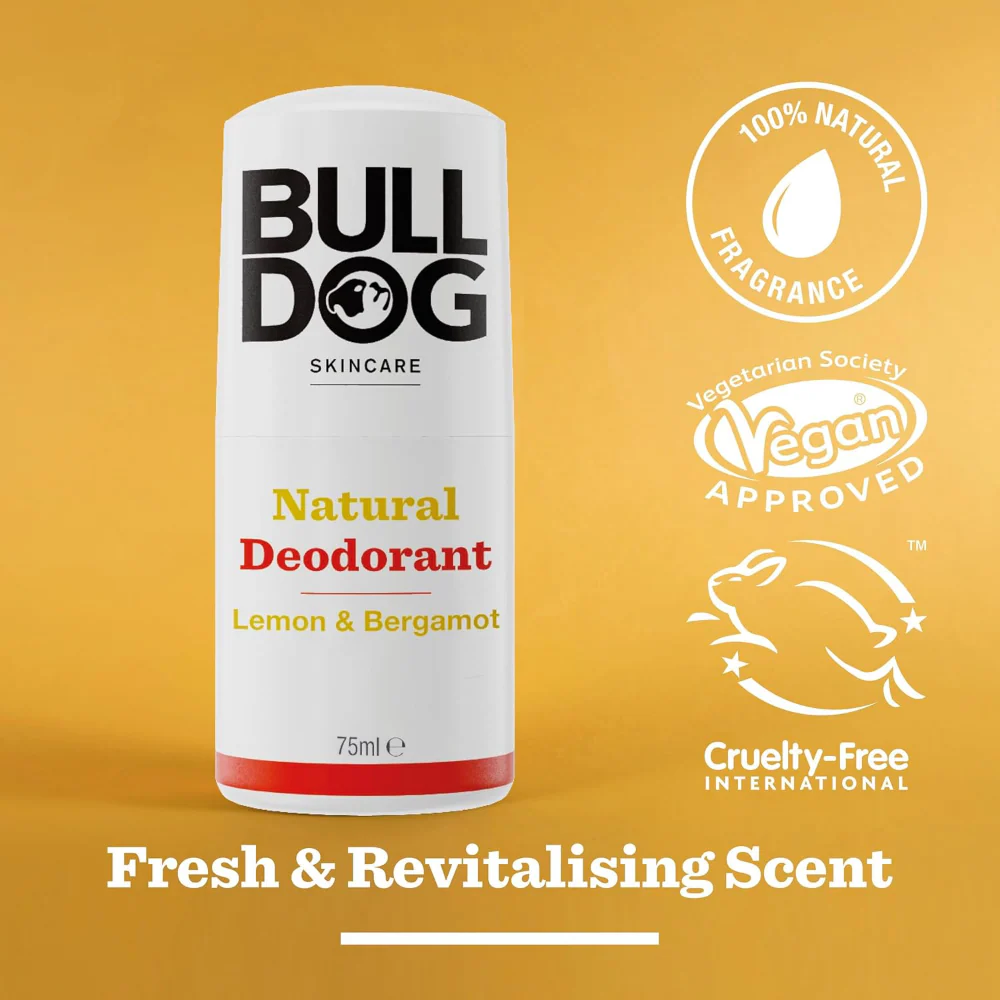 Bulldog Skincare Lemon & Bergamot Natural Deodorant Roll-On 75ml - Image 2