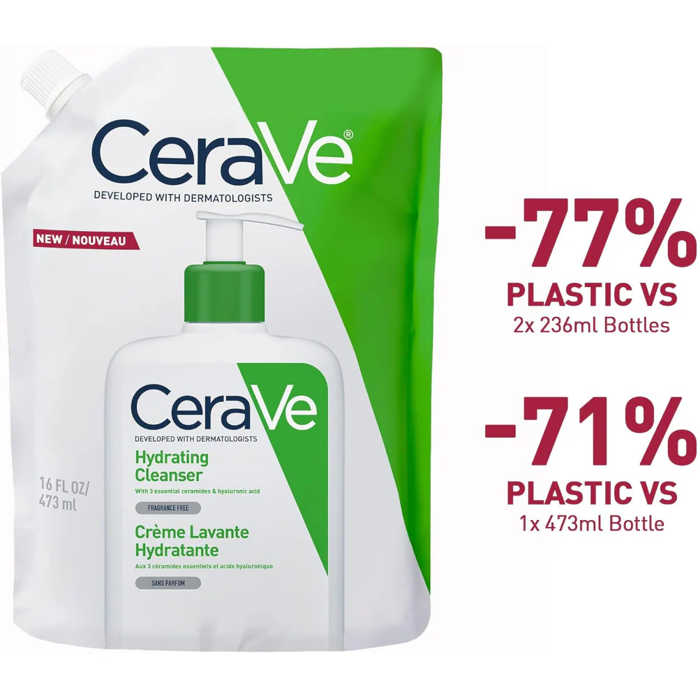 CeraVe Hydrating Cleanser Refill Pouch 473ml - Image 2