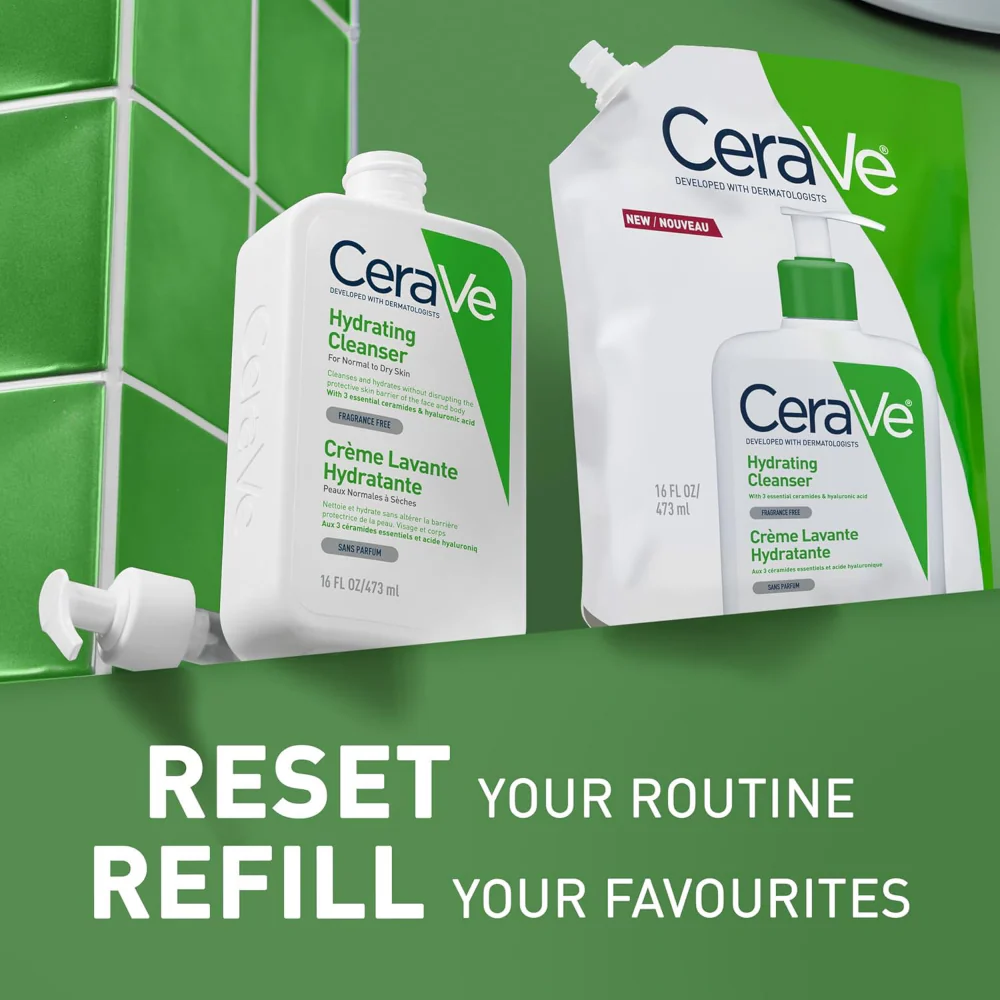 CeraVe Hydrating Cleanser Refill Pouch 473ml - Image 3