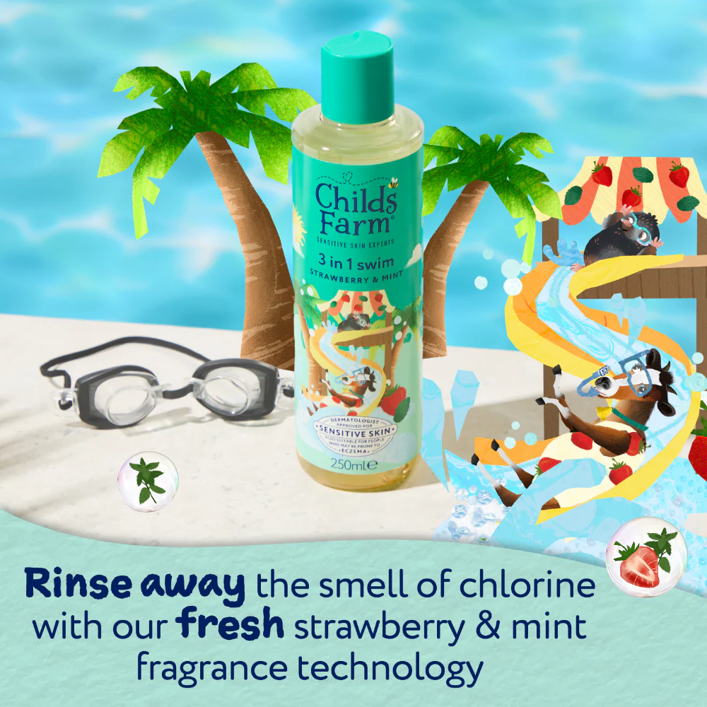 Childs Farm 3-In-1 Swim Strawberry & Organic Mint 250ml - Image 6