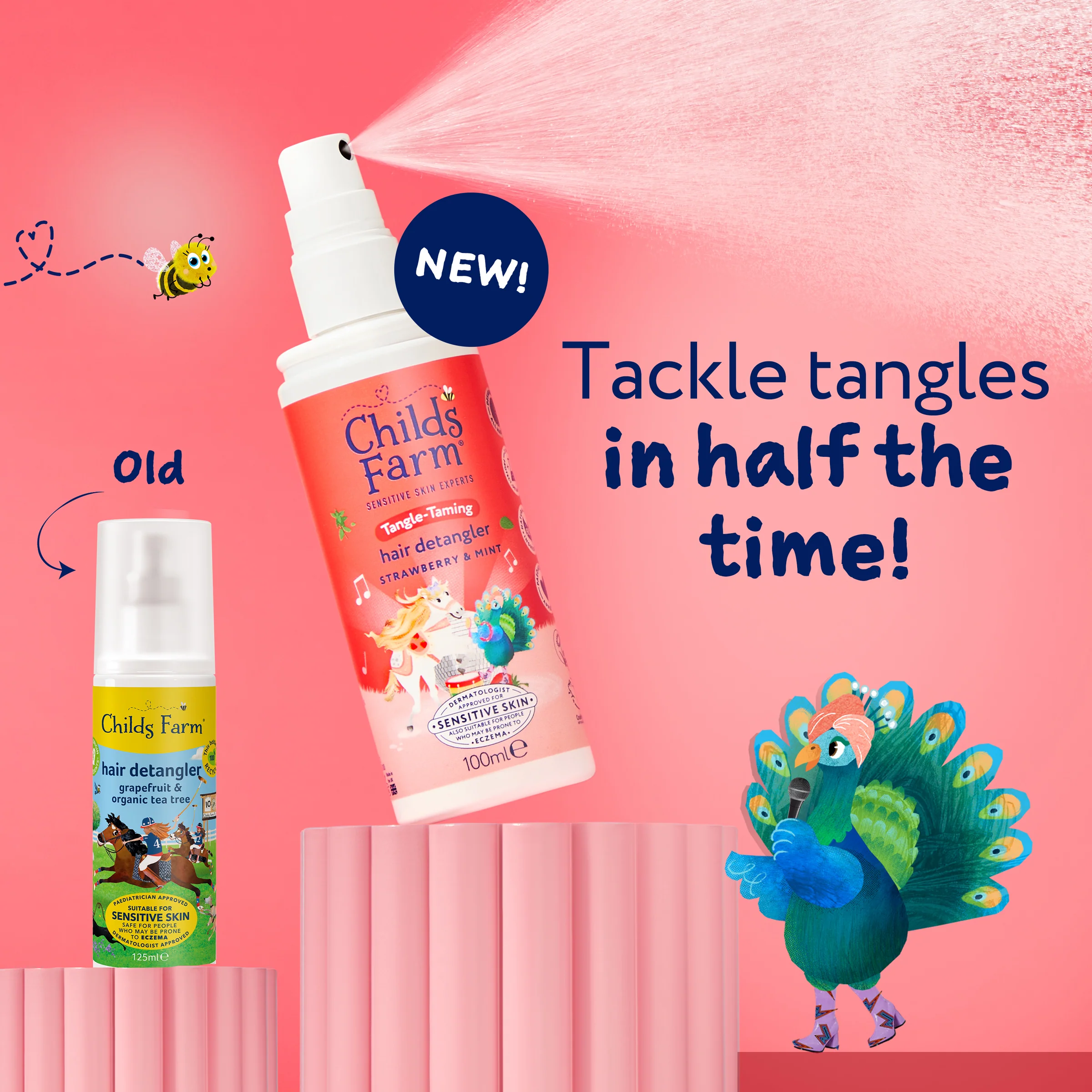 Childs Farm 3-In-1 Tangle Taming Hair Detangler Strawberry & Mint 100ml - Image 4