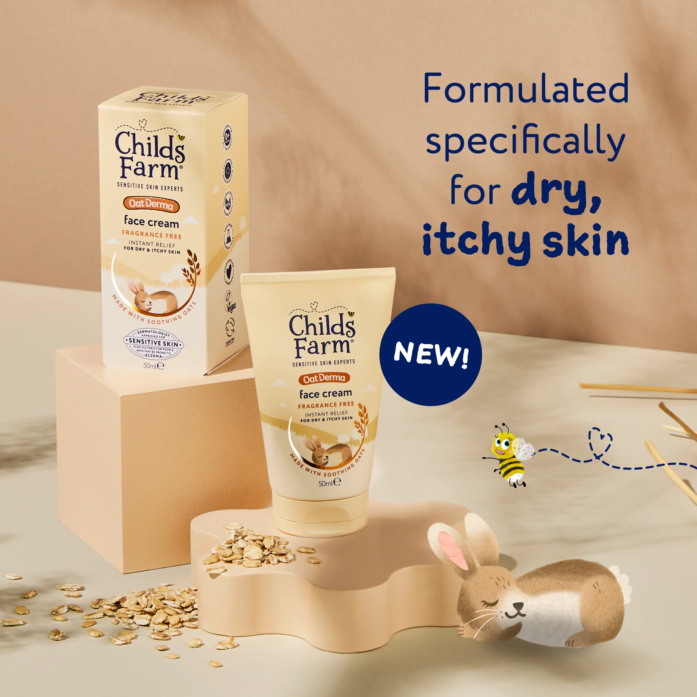 Childs Farm Fragrance-Free Oat Derma Face Cream 50ml - Image 3