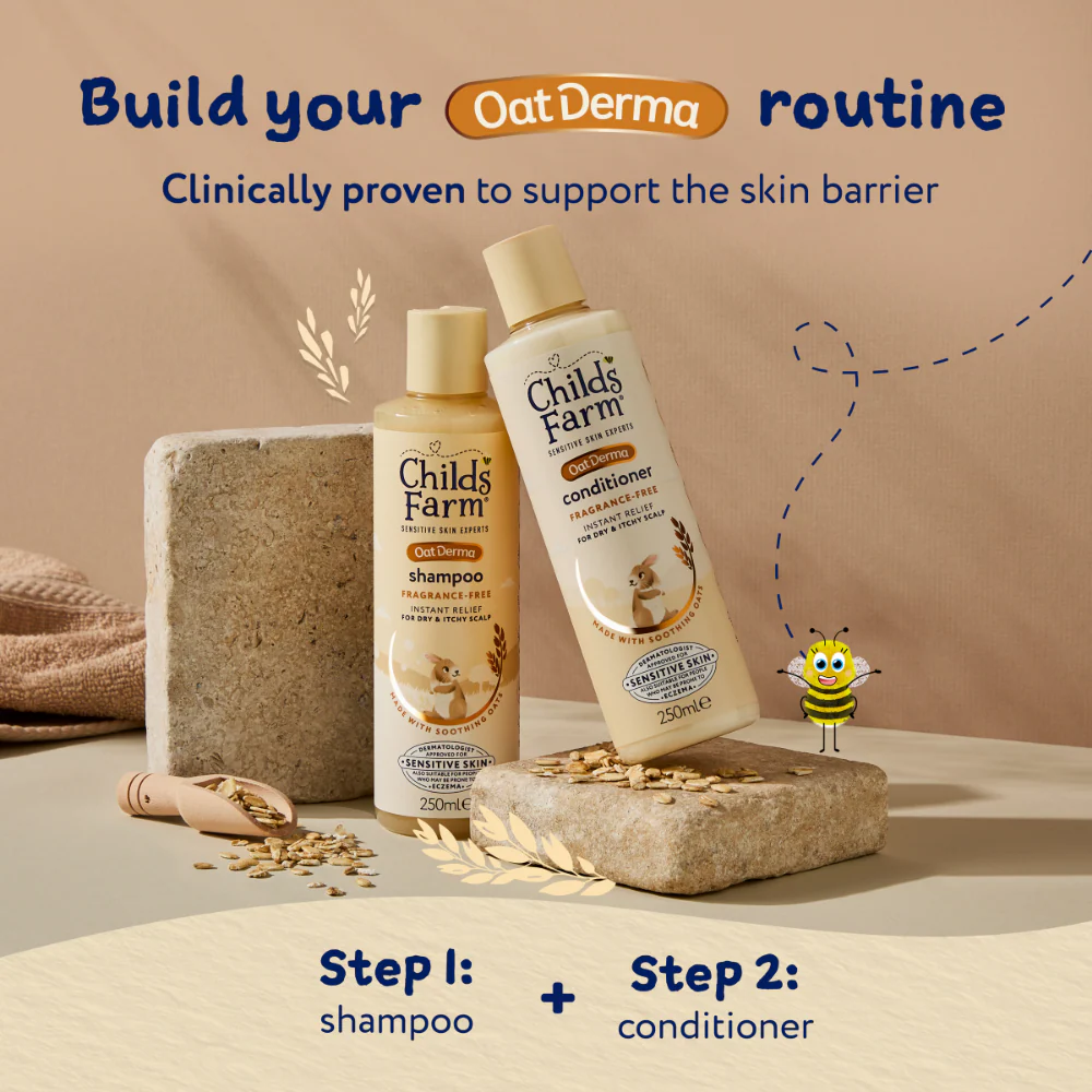 Childs Farm Fragrance-Free Oat Derma Shampoo & Conditioner Twin 2 x 250ml - Image 5