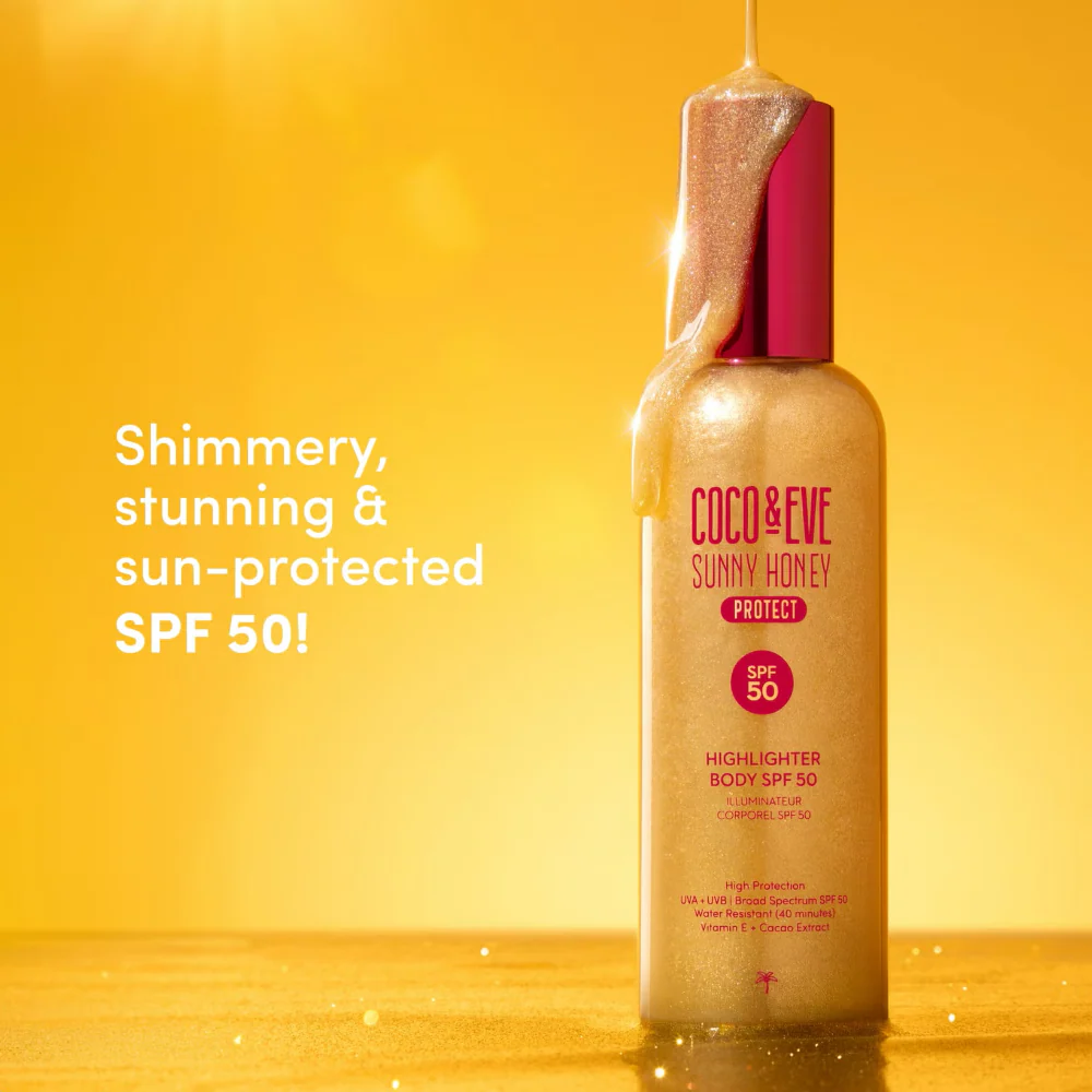 Coco & Eve Sunny Honey Protect Body Highlighter SPF50 150ml - Image 3