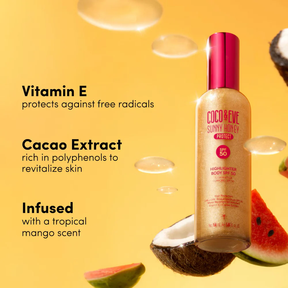 Coco & Eve Sunny Honey Protect Body Highlighter SPF50 150ml - Image 6