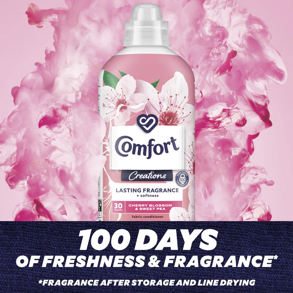 Comfort Creations Cherry Blossom & Sweet Pea Fabric Conditioner 30 Washes 900ml - Image 3