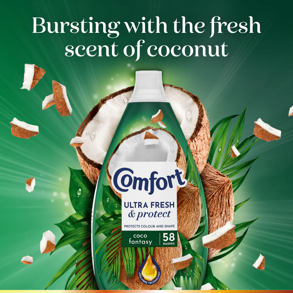 Comfort Ultra Fresh & Protect Coco Fantasy Fabric Conditioner 58 Washes 870ml - Image 6