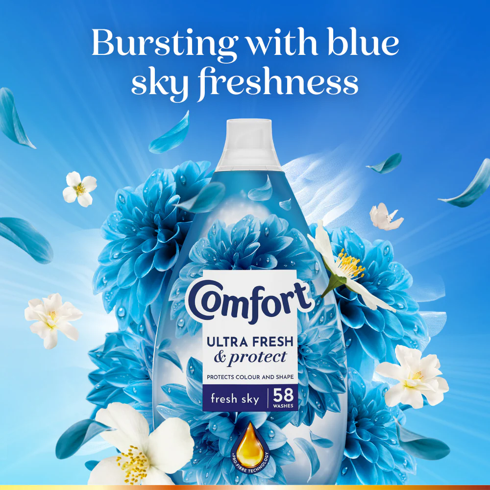 Comfort Ultra Fresh & Protect Fresh Sky Fabric Conditioner 58 Washes 870ml - Image 6
