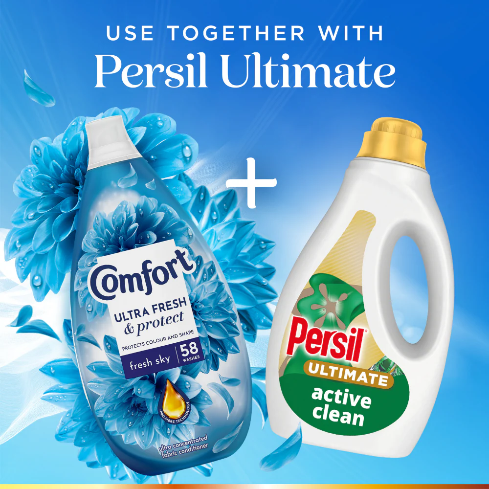 Comfort Ultra Fresh & Protect Fresh Sky Fabric Conditioner 58 Washes 870ml - Image 7