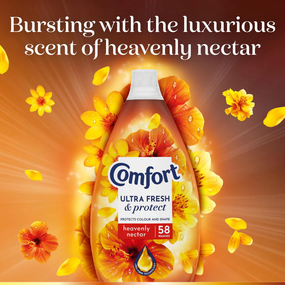 Comfort Ultra Fresh & Protect Heavenly Nectar Fabric Conditioner 58 Washes 870ml - Image 6