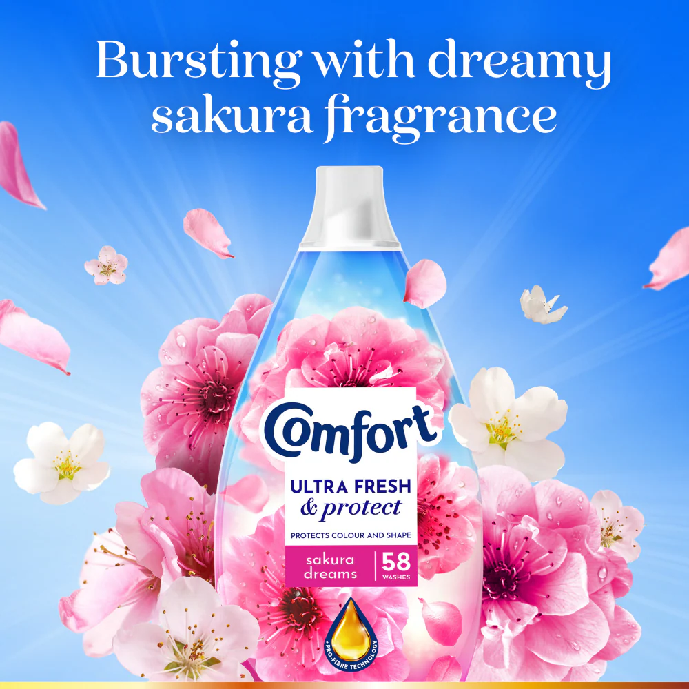 Comfort Ultra Fresh & Protect Heavenly Nectar Sakura Dreams Fabric Conditioner 58 Washes 870ml - Image 4