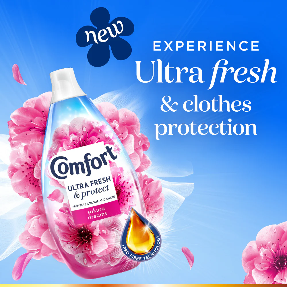 Comfort Ultra Fresh & Protect Heavenly Nectar Sakura Dreams Fabric Conditioner 58 Washes 870ml - Image 7