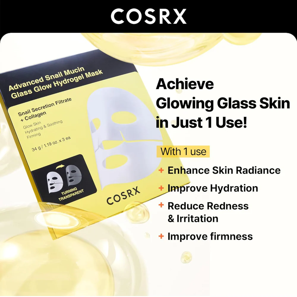 CosRx Advanced Snail Mucin Glass Glow Hydrogel Sheet Mask 34g - Image 3