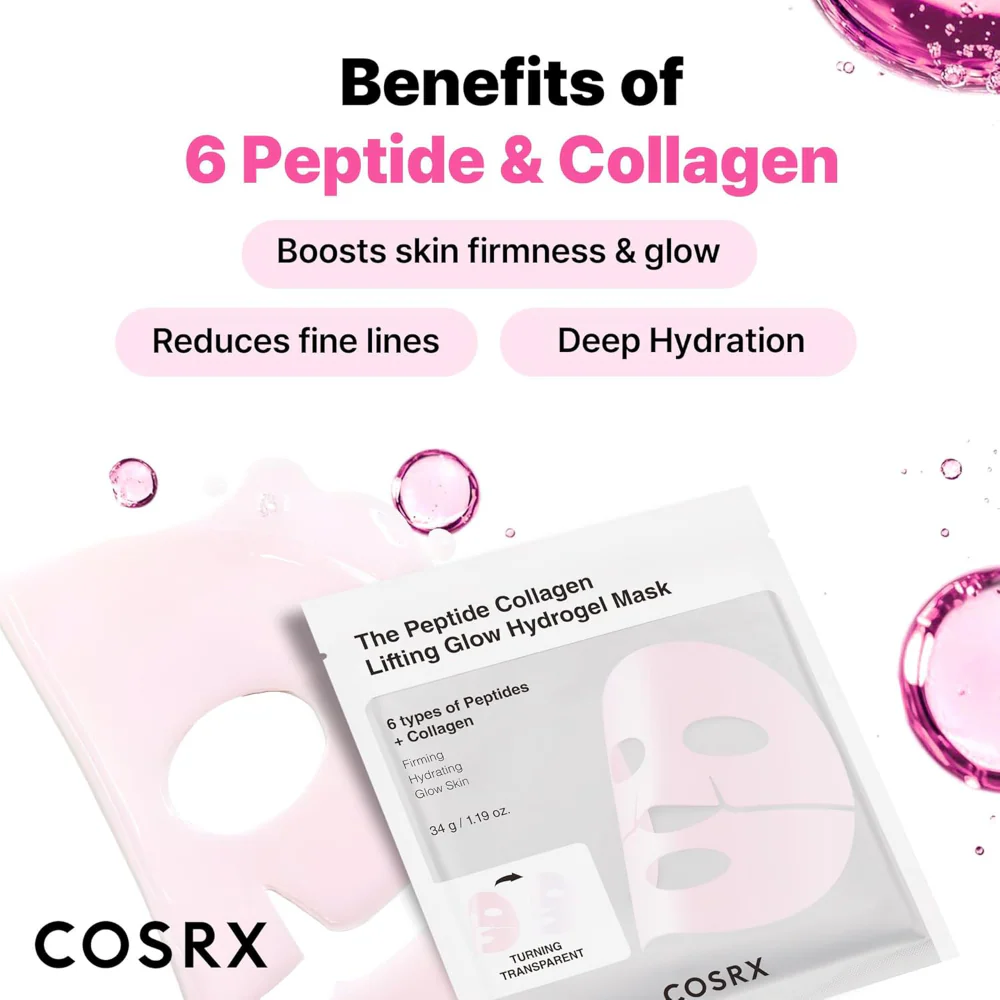 CosRx The Peptide Collagen Lifting Glow Hydrogel Sheet Mask 3 x 34g - Image 5